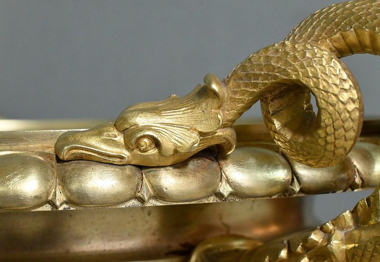 Große Schale aus Bronze und Marmor, Epoche Empire - Anfang 19.