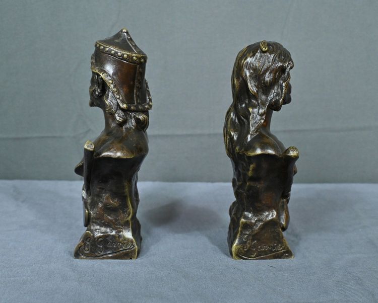 Paar Bronzebüsten "Steinzeit & Eisenzeit" signiert J. Garnier - Ende 19.