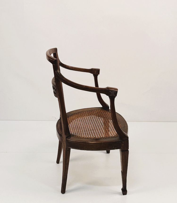 Set of eight walnut armchairs, Veneto, late 18th century