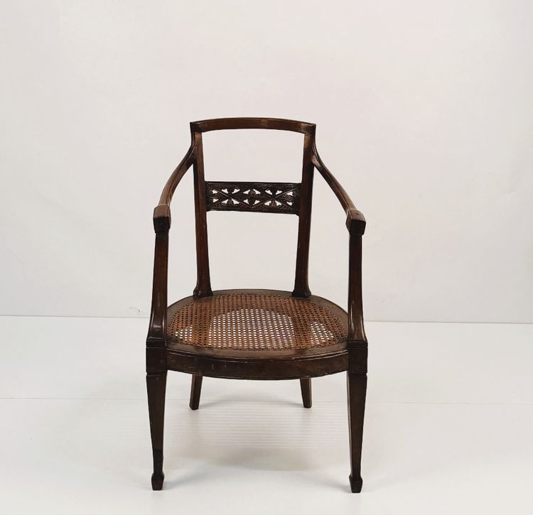Set of eight walnut armchairs, Veneto, late 18th century