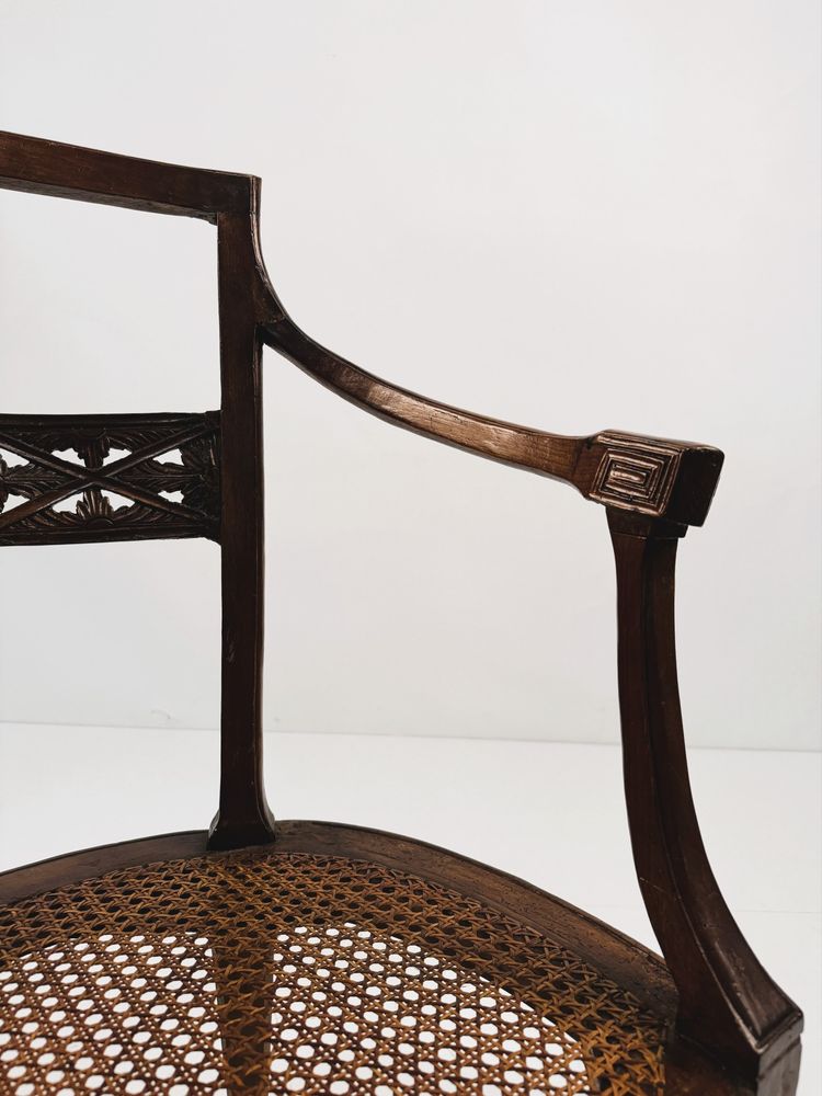 Set of eight walnut armchairs, Veneto, late 18th century