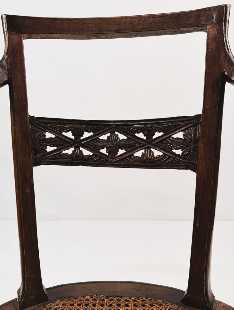 Set of eight walnut armchairs, Veneto, late 18th century