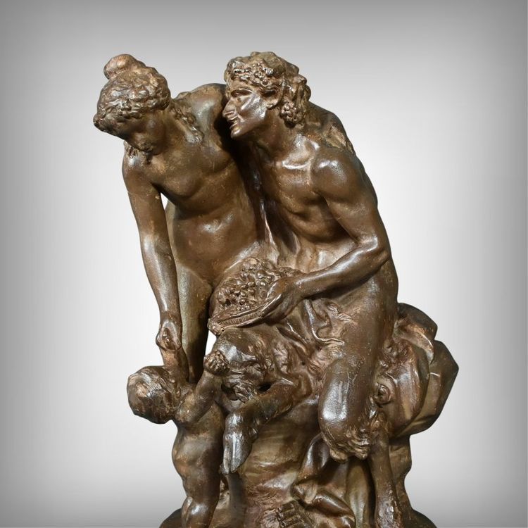 Terrakotta-Skulptur "Die Familie des Fauns" nach Clodion - Ende 19.