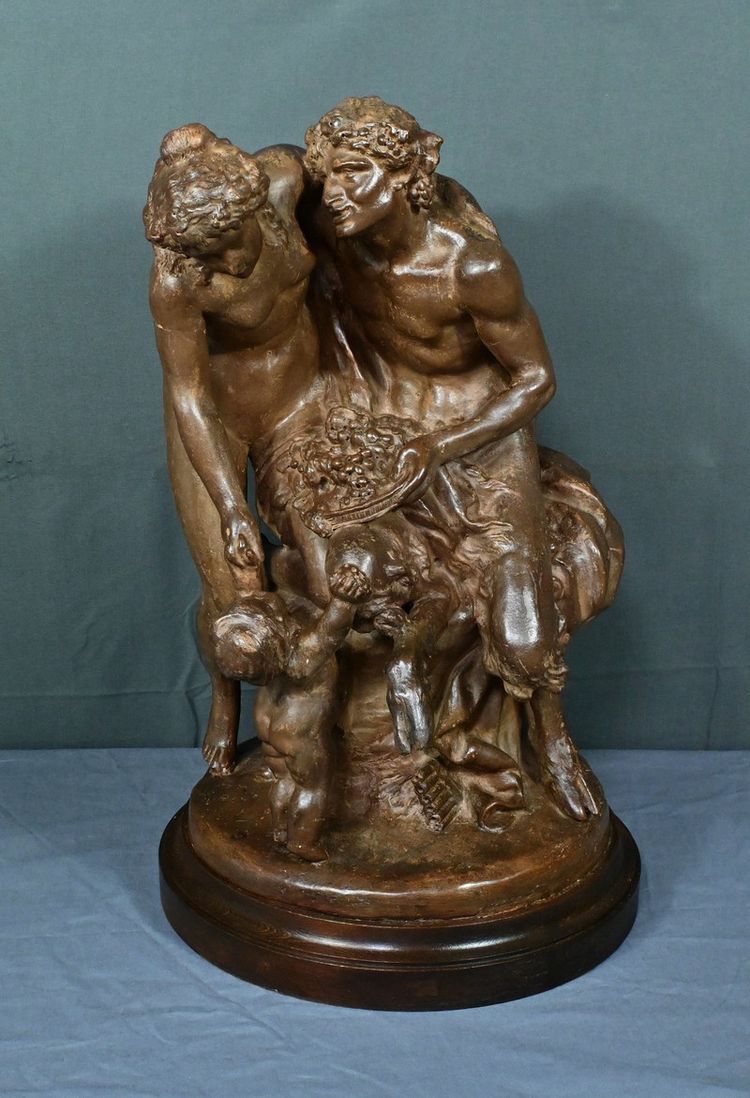 Terrakotta-Skulptur "Die Familie des Fauns" nach Clodion - Ende 19.