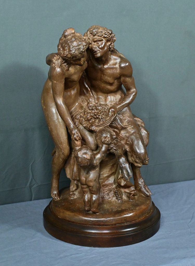 Terrakotta-Skulptur "Die Familie des Fauns" nach Clodion - Ende 19.
