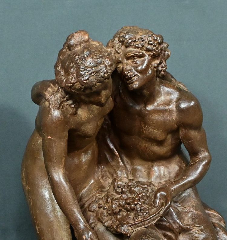 Terrakotta-Skulptur "Die Familie des Fauns" nach Clodion - Ende 19.