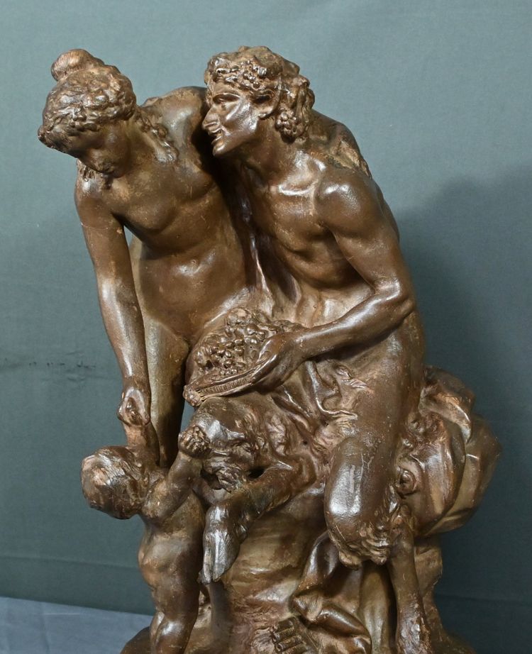 Terrakotta-Skulptur "Die Familie des Fauns" nach Clodion - Ende 19.
