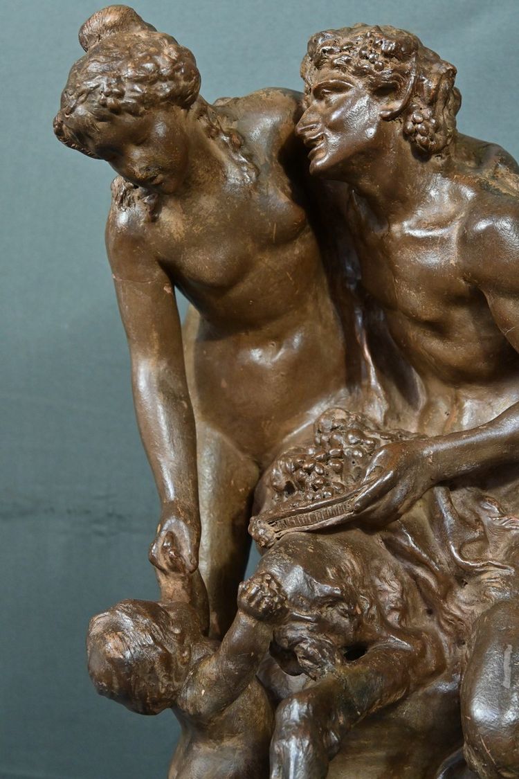 Terrakotta-Skulptur "Die Familie des Fauns" nach Clodion - Ende 19.
