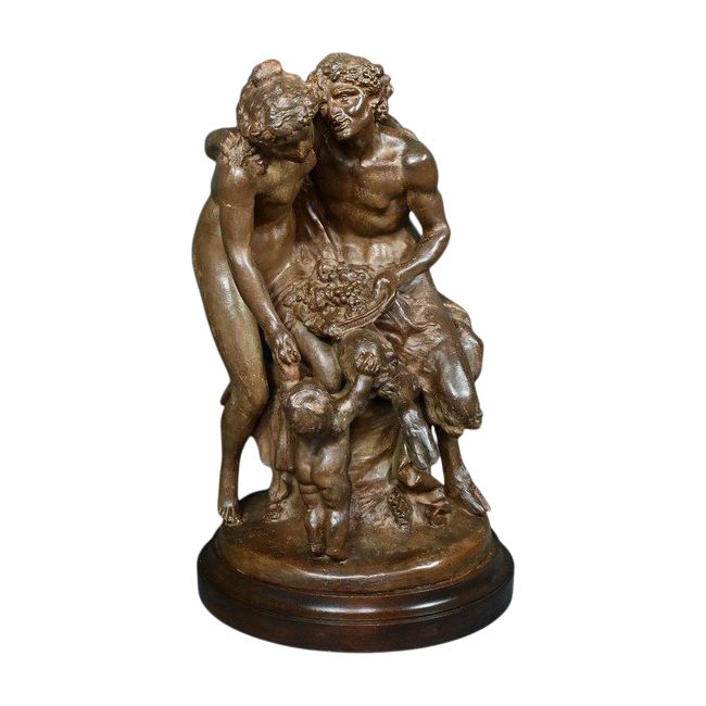 Terrakotta-Skulptur "Die Familie des Fauns" nach Clodion - Ende 19.