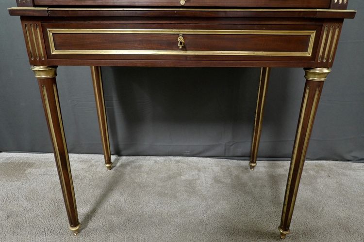 Small Mahogany Cylinder Desk, Louis XVI style - Mid-19th century