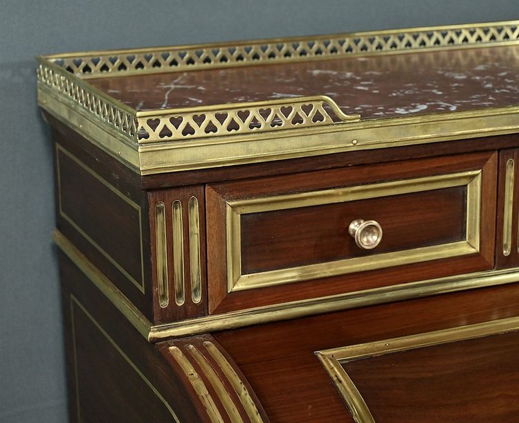 Small Mahogany Cylinder Desk, Louis XVI style - Mid-19th century
