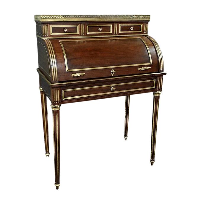 Small Mahogany Cylinder Desk, Louis XVI style - Mid-19th century