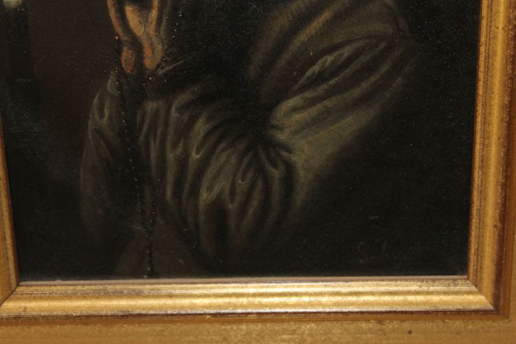 Huile sur cuivre signée A. Schmit école Autrichienne époque 18ème Moine en prière