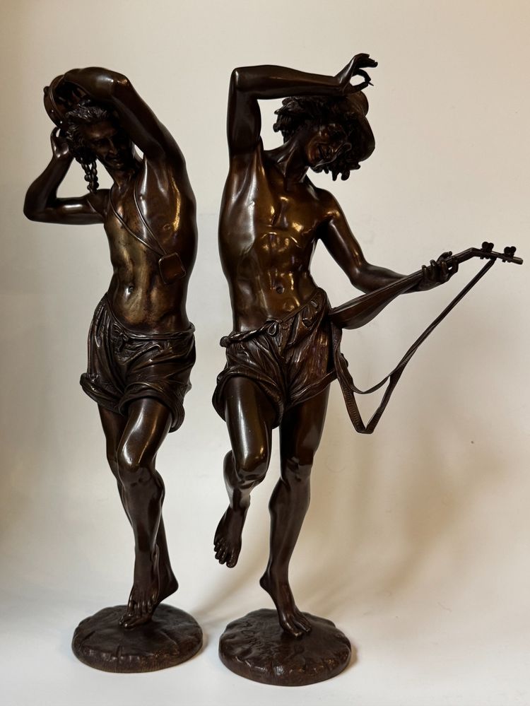 Pair of "Neapolitan Dancers" Carrier-Belleuse. Bronze sculptures