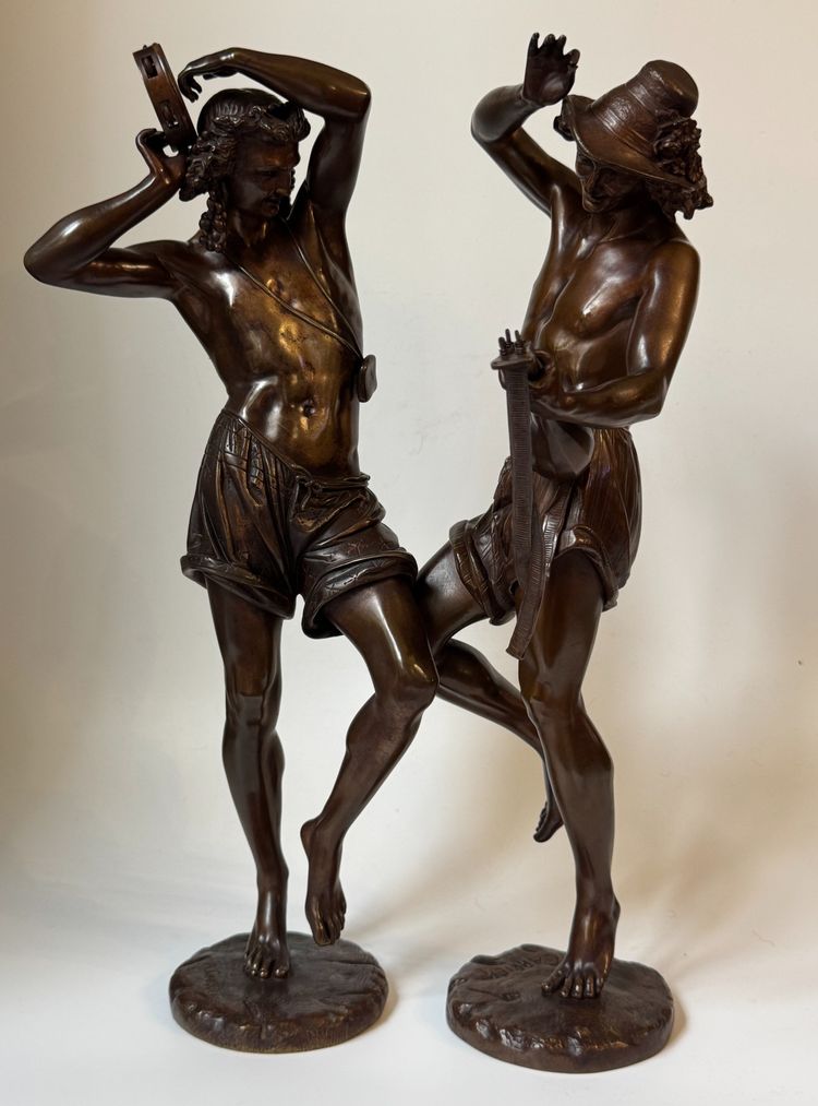 Pair of "Neapolitan Dancers" Carrier-Belleuse. Bronze sculptures