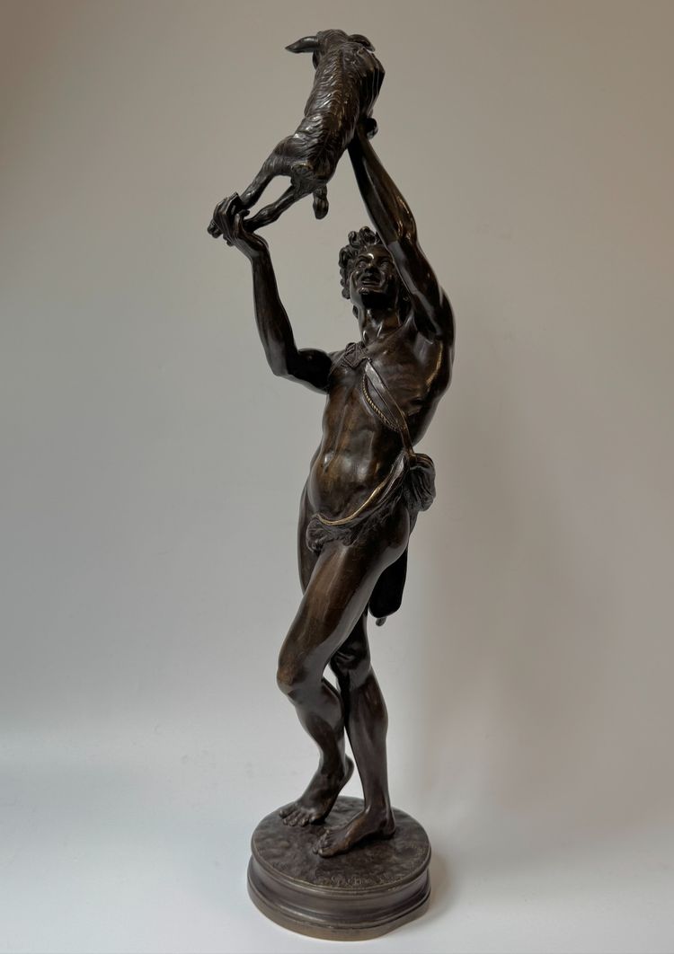 Bronze sculpture "Faune au chevreau" signed GUMERY Rome