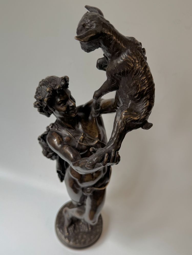 Bronze sculpture "Faune au chevreau" signed GUMERY Rome