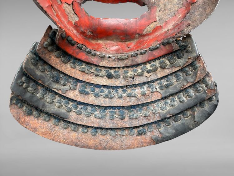 Maschera da samurai Mempo in ferro battuto - Periodo Edo (1603 - 1868).