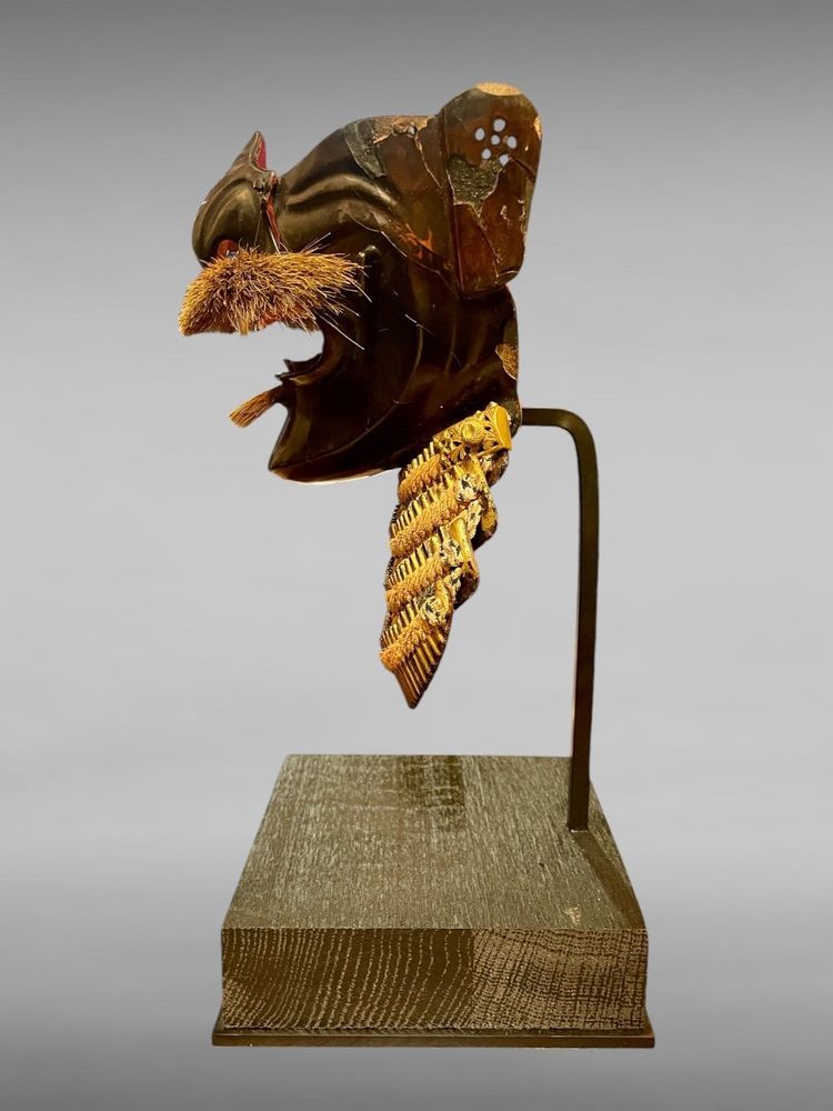 Maschera da samurai Mempo in ferro battuto - Periodo Edo (1603 - 1868).
