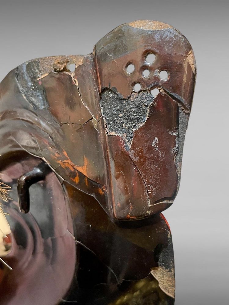 Maschera da samurai Mempo in ferro battuto - Periodo Edo (1603 - 1868).