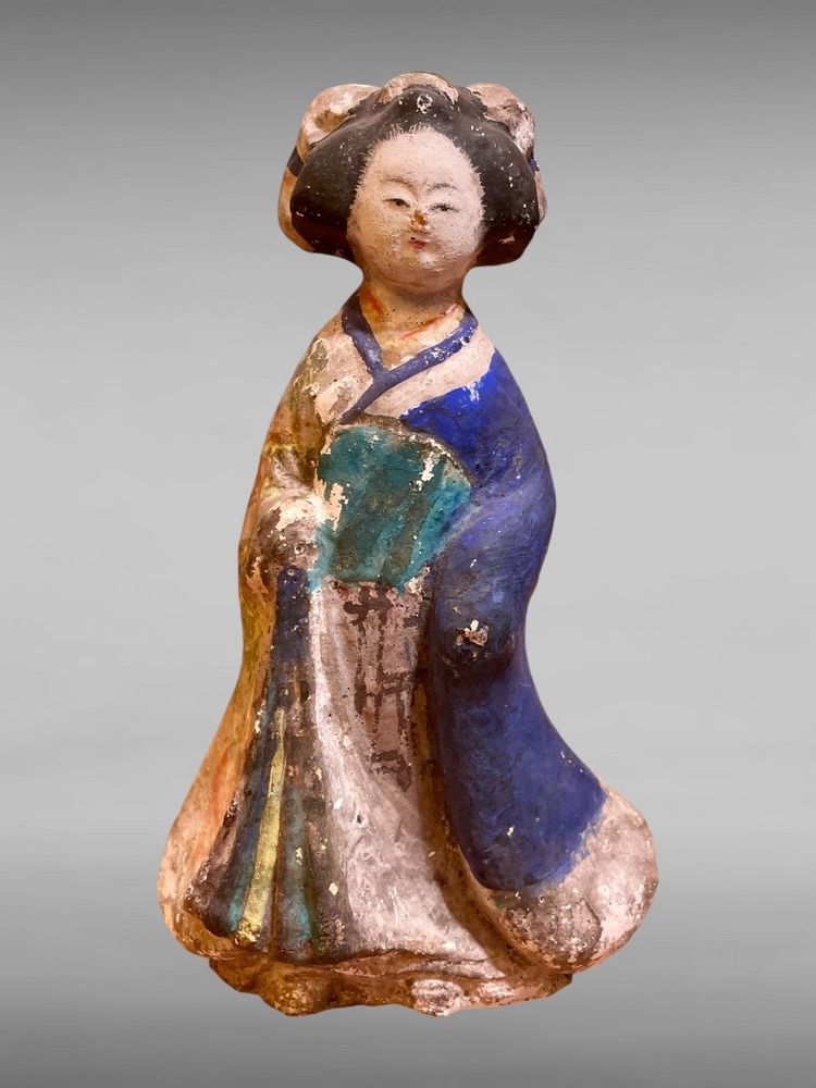 Set di quattro statuette in argilla policroma Tsuchi Ningyo - periodo Edo (1603-1868).