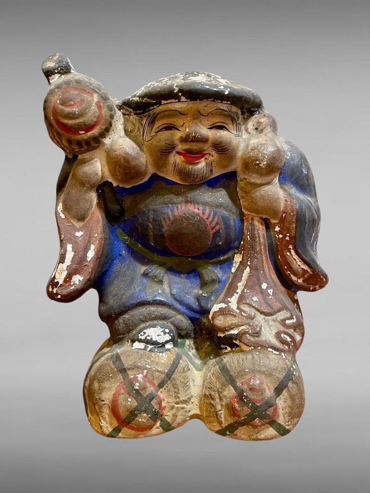 Set di quattro statuette in argilla policroma Tsuchi Ningyo - periodo Edo (1603-1868).