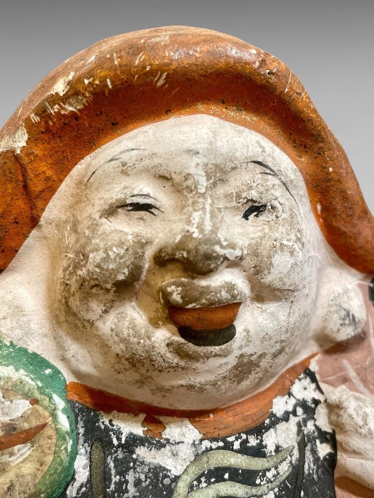 Set di quattro statuette in argilla policroma Tsuchi Ningyo - periodo Edo (1603-1868).
