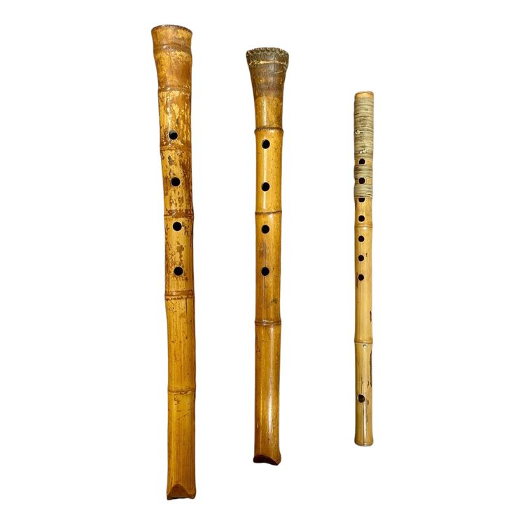 Ensemble De Trois Flutes En Bambou - Période Edo (1603-1868).