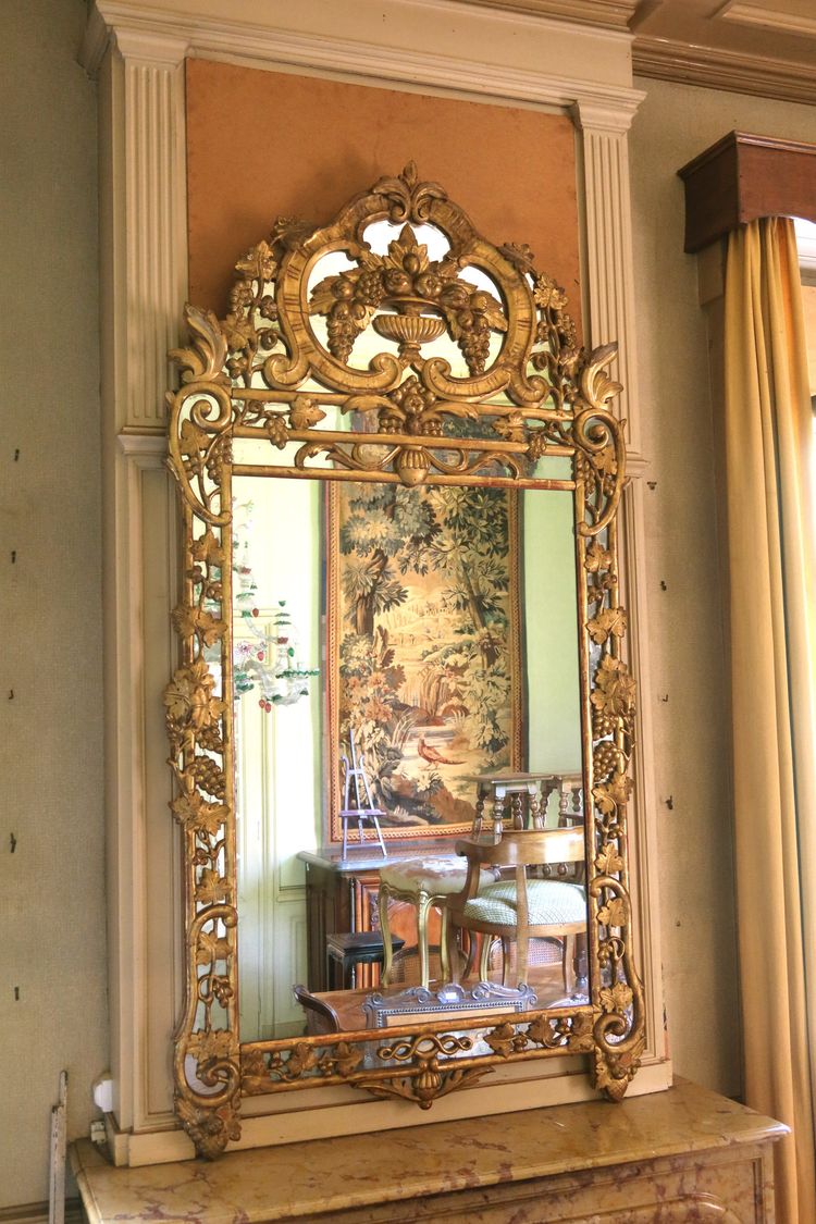 Specchio in legno dorato con rami di vite