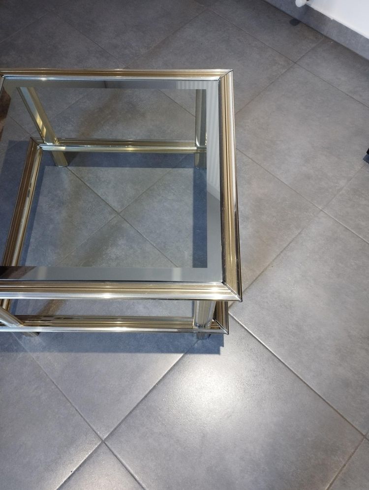 Two-tone designer coffee table, attributed to Lancel