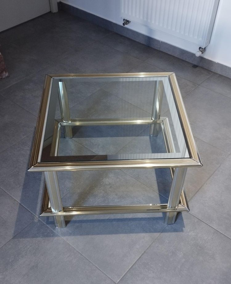 Two-tone designer coffee table, attributed to Lancel