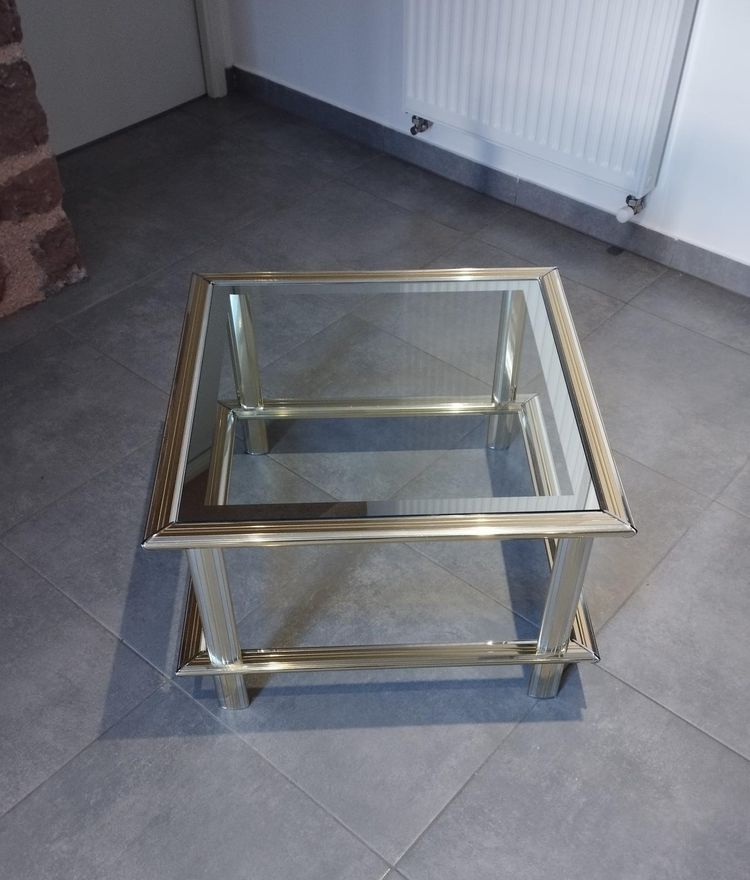 Two-tone designer coffee table, attributed to Lancel