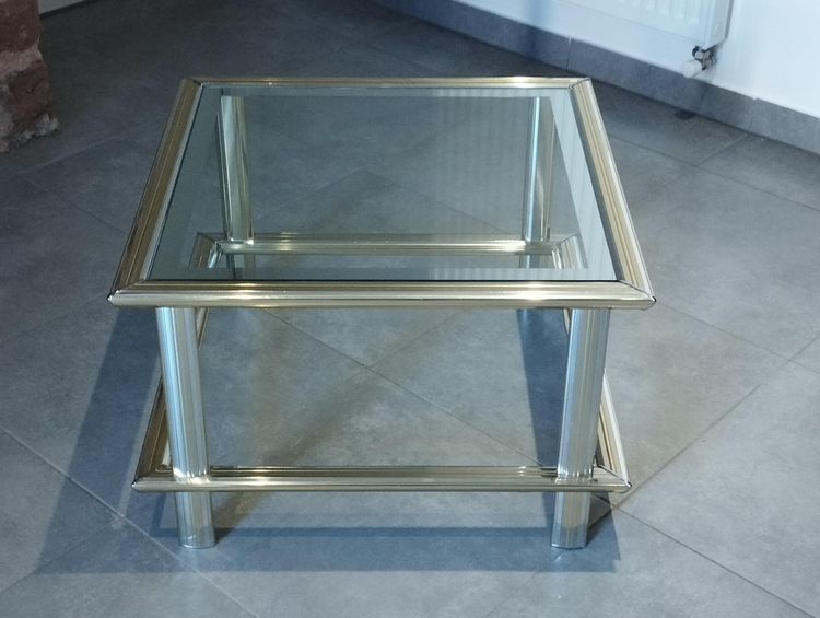 Two-tone designer coffee table, attributed to Lancel