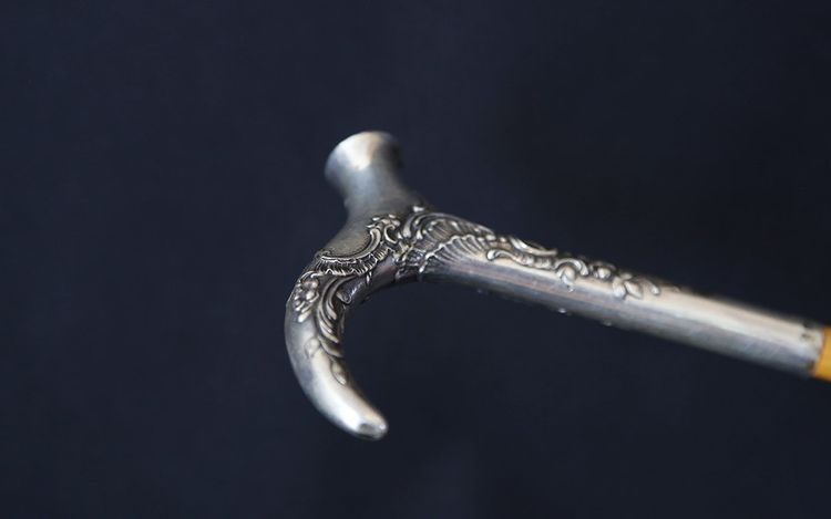  Canne en argent massif, Art Nouveau