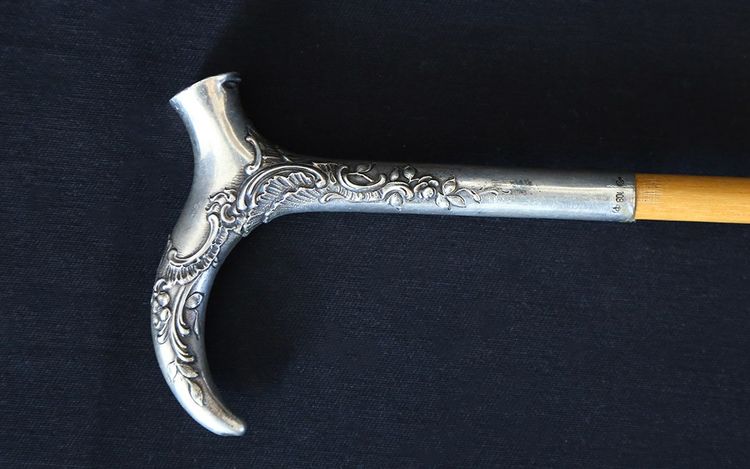  Canne en argent massif, Art Nouveau