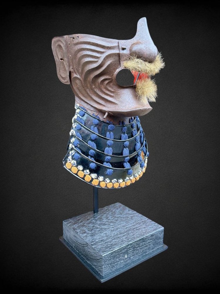 Demi Masque De Samuraï Mempo En Fer Forgé - Période Edo (1603 - 1868).