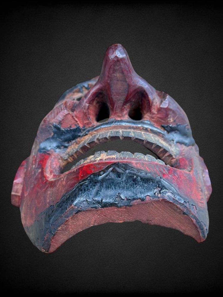 Masque Kagura, Type Démon,  En Bois Monoxyde Sculpté  - Période Edo (1603 - 1868).