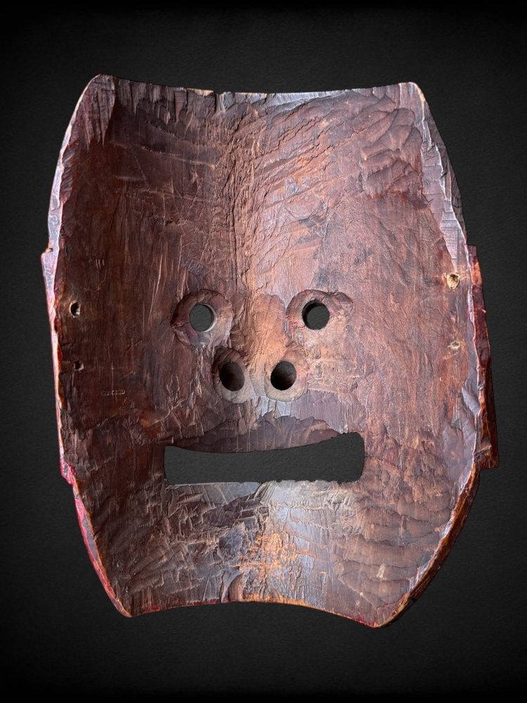 Masque Kagura, Type Démon,  En Bois Monoxyde Sculpté  - Période Edo (1603 - 1868).