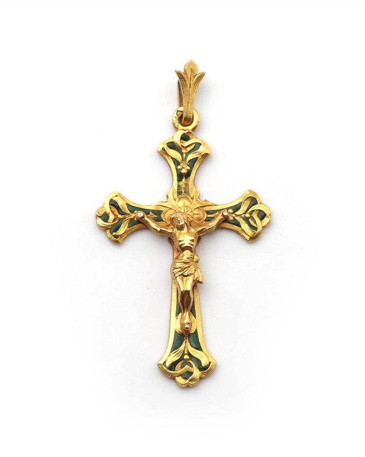 Ciondolo a forma di croce religiosa traforata in oro 18 carati, croce vintage, grande croce religiosa, gioielli cristiani