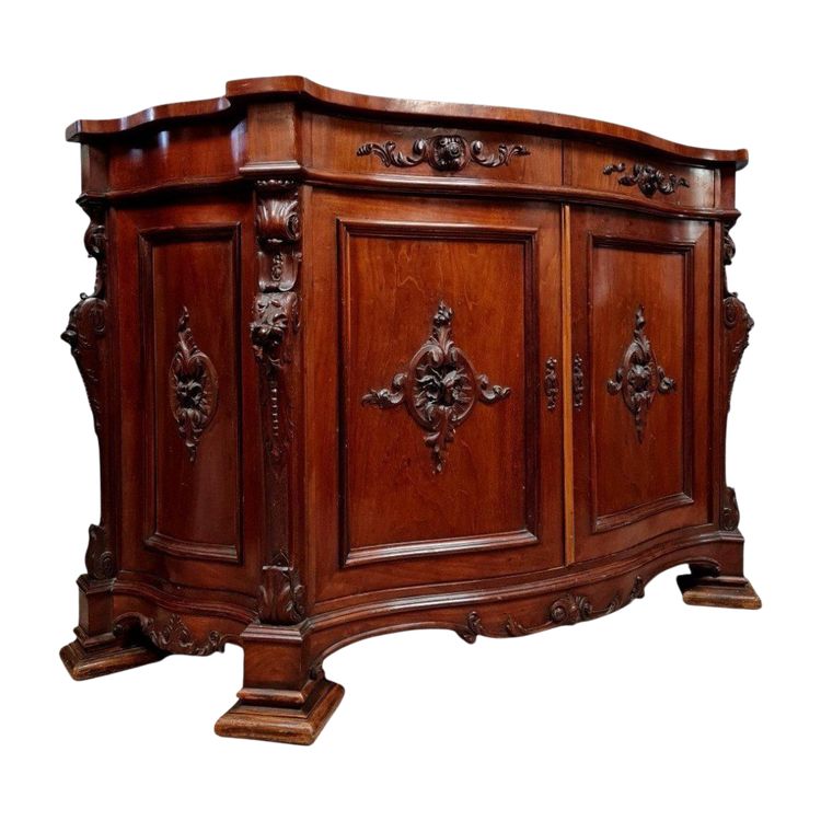 Napoleon III period mahogany sideboard, curved on all sides, circa 1850