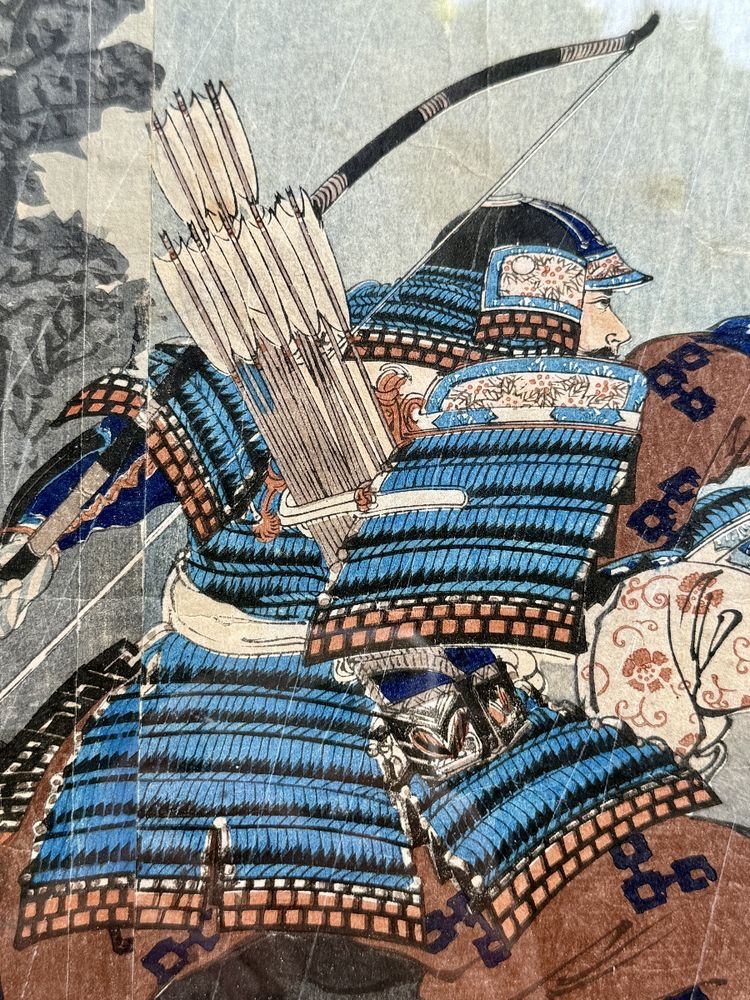 Japanese print depicting two samurai in arms - Edo period (1603-1868).