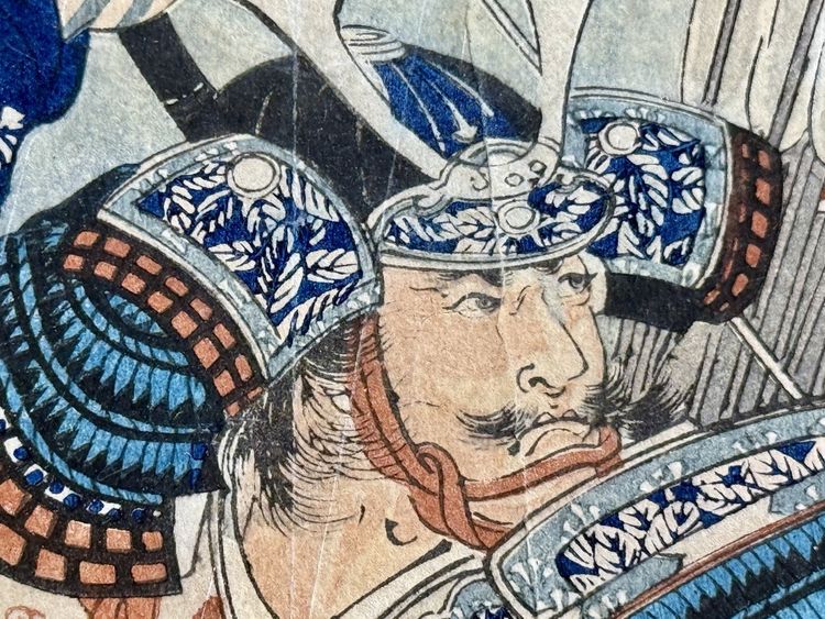 Japanese print depicting two samurai in arms - Edo period (1603-1868).