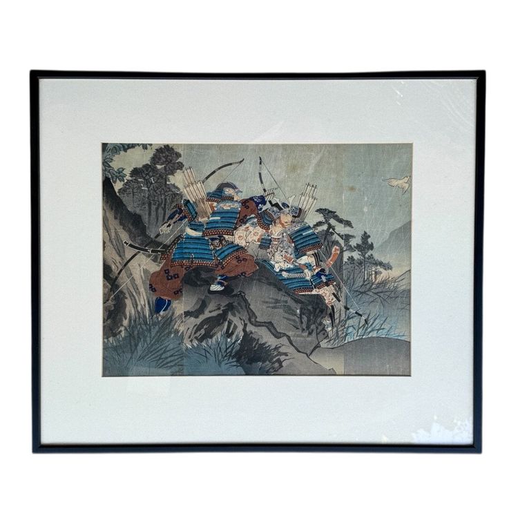 Japanese print depicting two samurai in arms - Edo period (1603-1868).