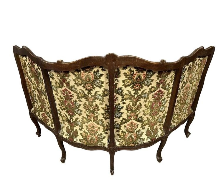 Rare Louis XV style corner bench in carved wood from the 19th century