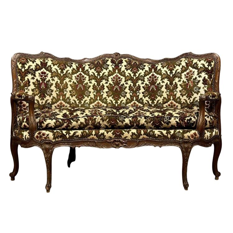 Rare Louis XV style corner bench in carved wood from the 19th century