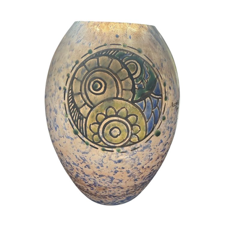 Superb 1930s Art Deco vase signed André Delatte in Nancy