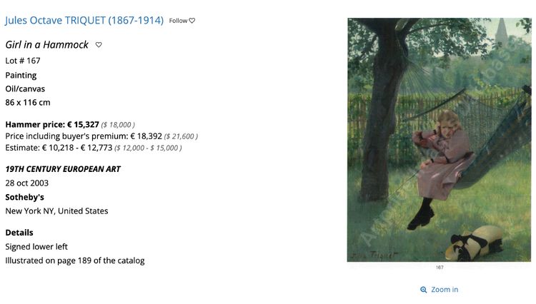 Öl auf Leinwand "jeune femme à l'éventail" von Jules Triquet