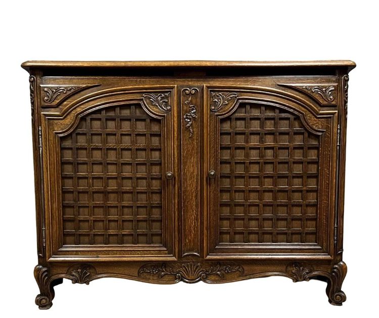 Louis XV style double secret bottom curved oak buffet circa 1900