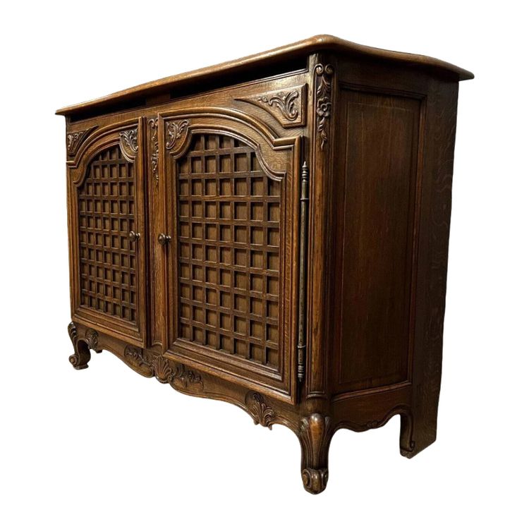 Louis XV style double secret bottom curved oak buffet circa 1900