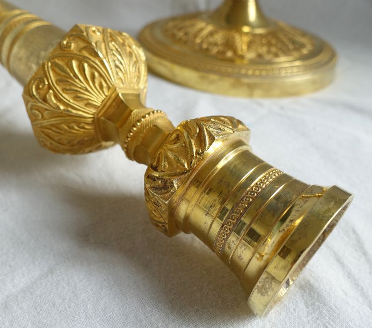 Pair of Empire gilt bronze candlesticks with mercury - Russian or Swedish work